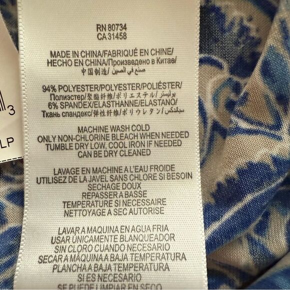 BCBGMaxAzria Blue and Tan Floral Wrap Dress - Picture 8 of 9